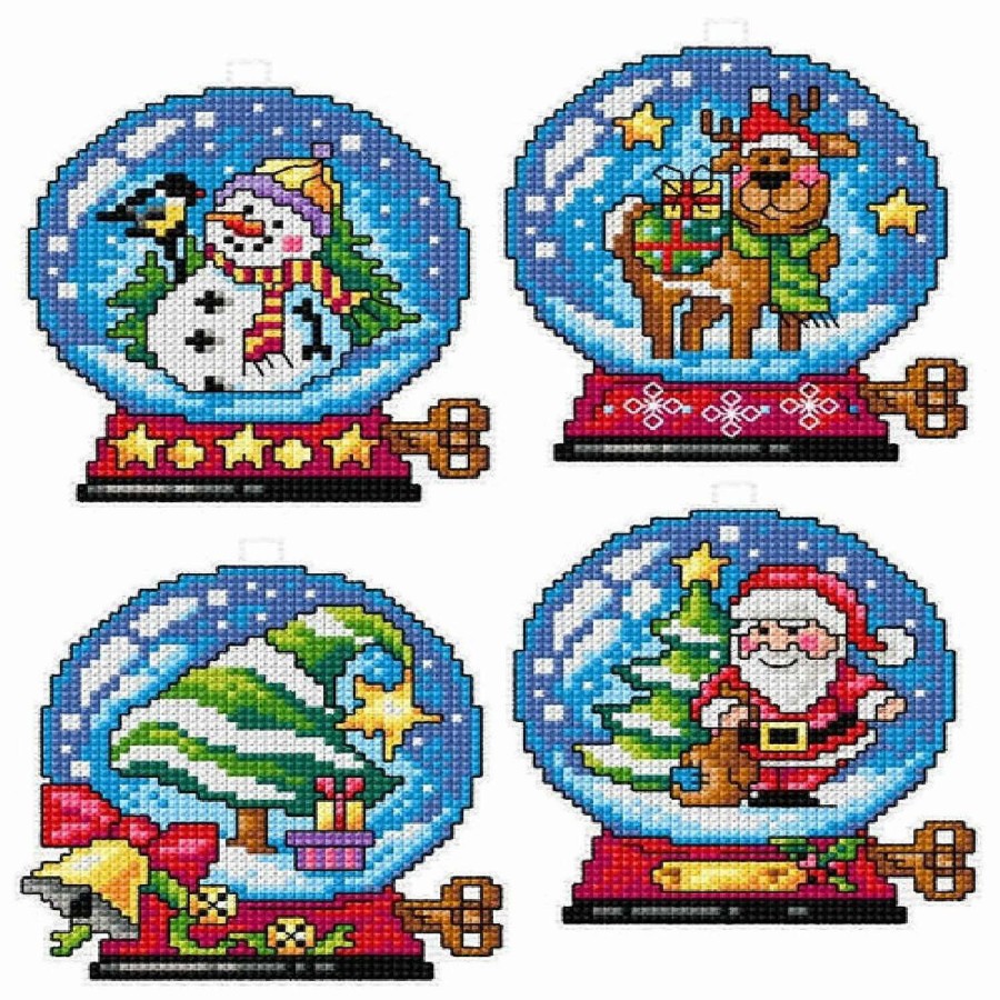 * | Crafting Spark (Wizardi) Counted Cross Stitch Kit With Plastic Canvas "Christmas Balls" Set Of 4 Designs 7669