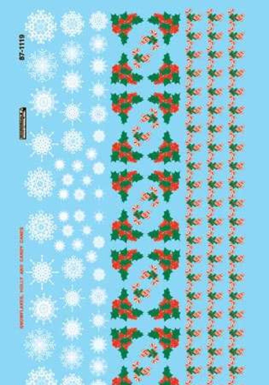 * | Microscale 87-1119 Ho Christmas Candy Canes Snowflakes & Holly Decal Sheet