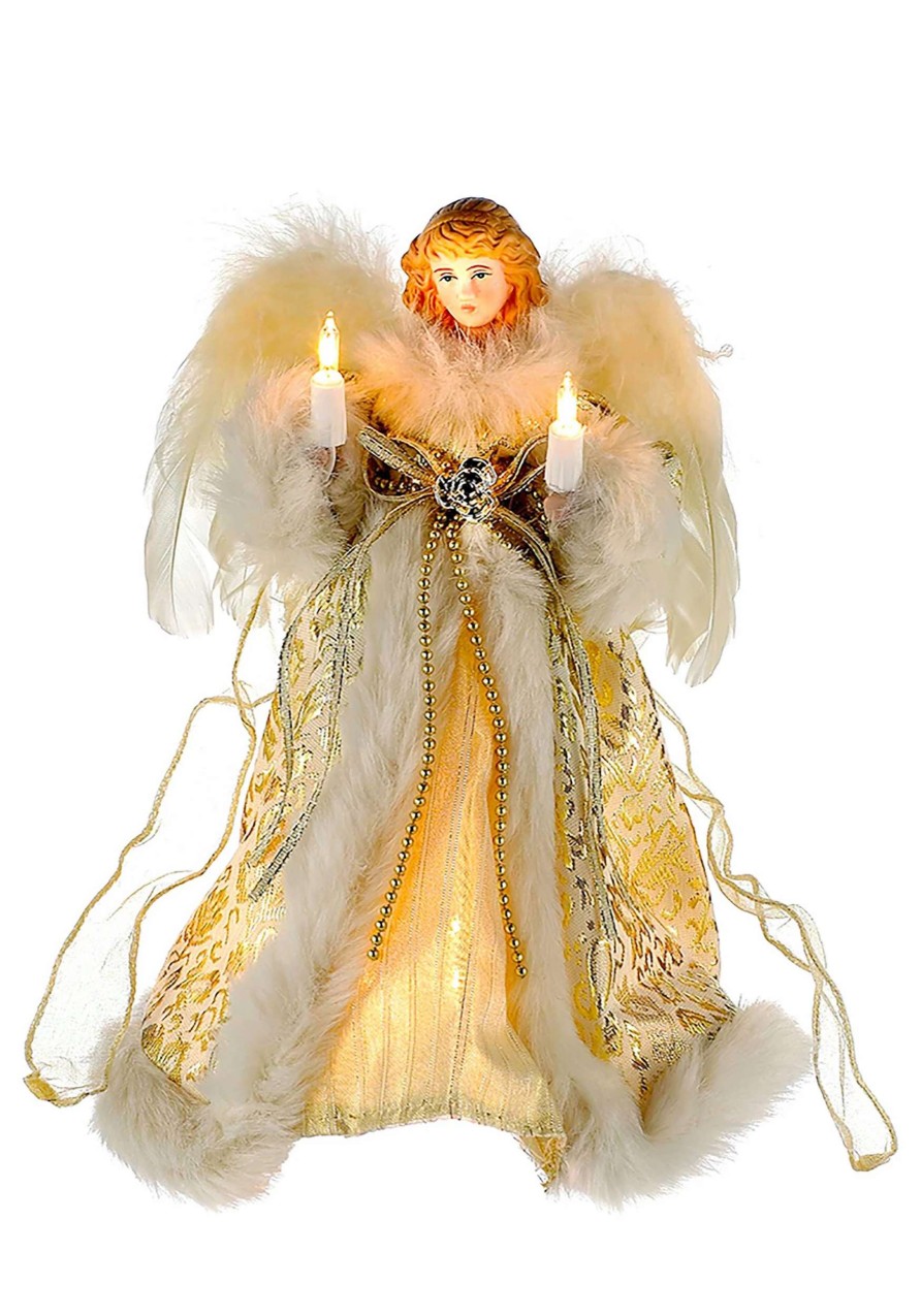 * | Ivory Gold Angel Tree Topper Christmas Decor