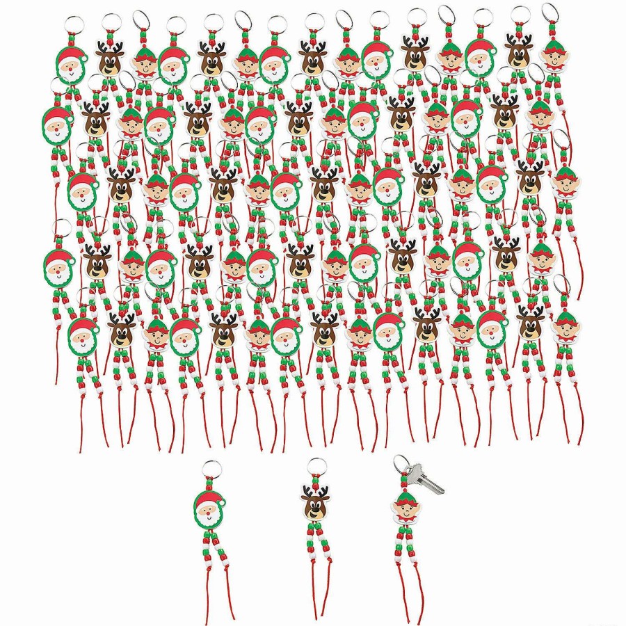 * | Bulk Christmas Beaded Keychain Craft Kit Makes 50