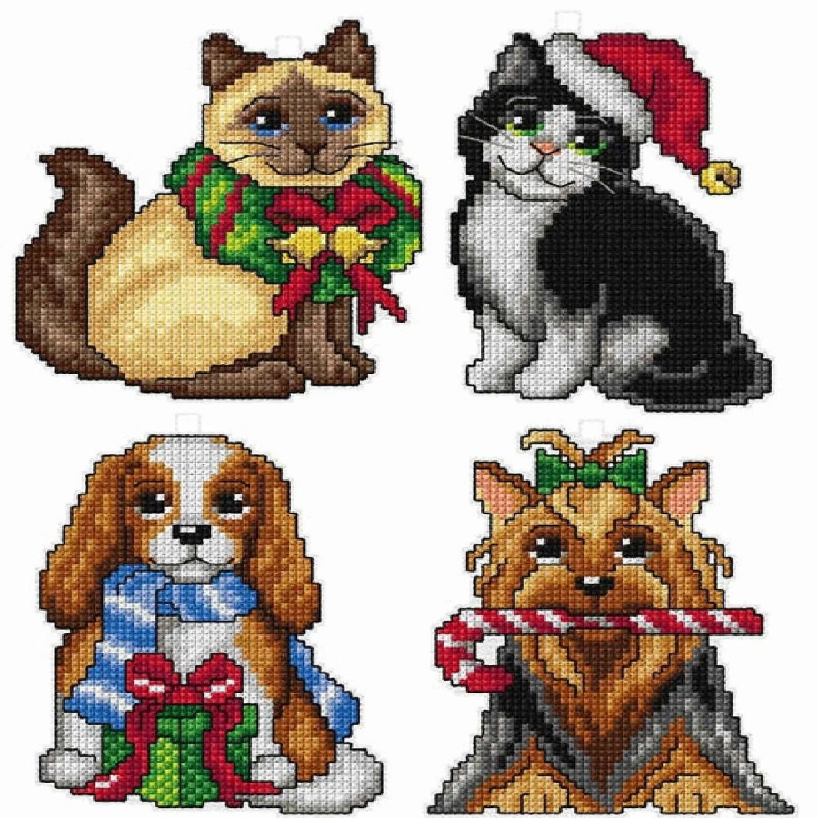 * | Crafting Spark (Wizardi) Counted Cross Stitch Kit With Plastic Canvas "Christmas" Set Of 4 Designs 7661