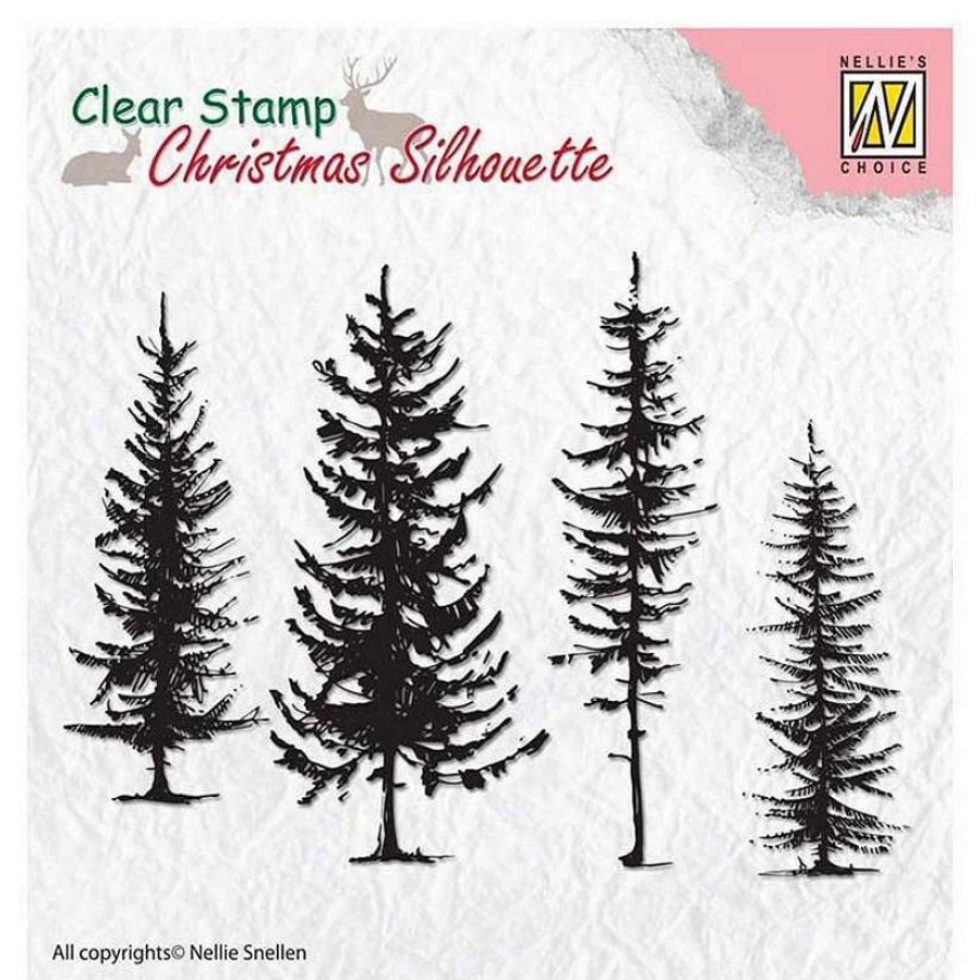 * | Nellie'S Choice Clear Stamp Christmas Silhouette Pine Trees