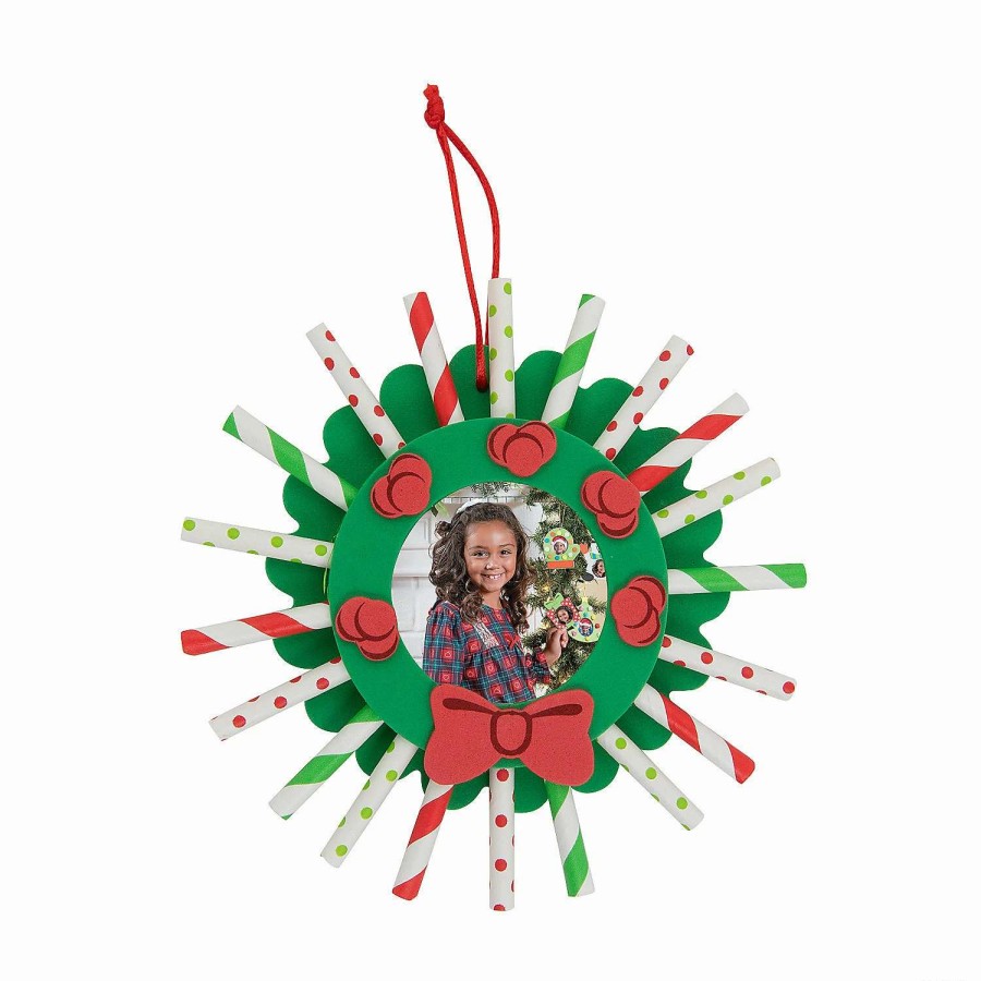 * | Christmas Wreath Paper Straw Picture Frame Ornament Craft Kit Makes 12