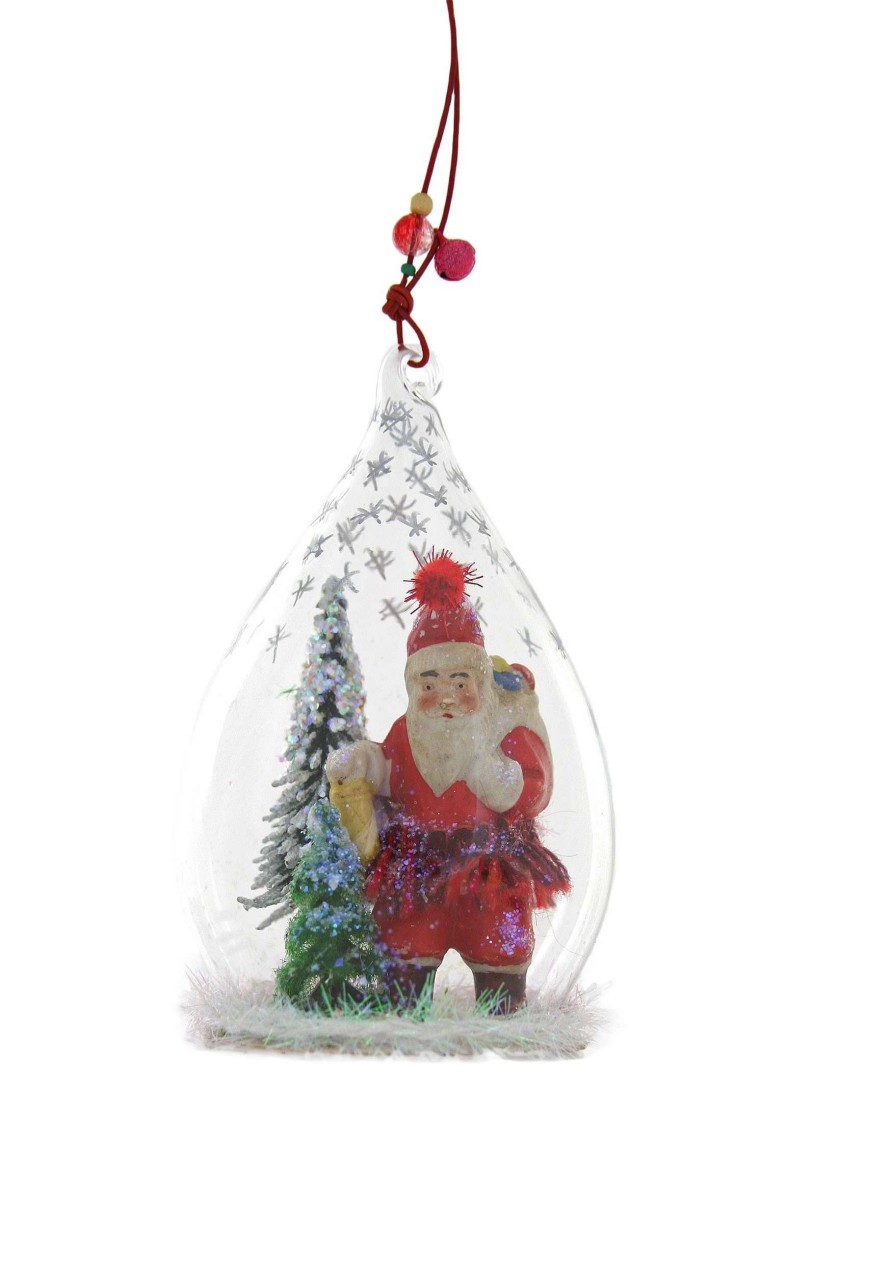 * | Glass Father Christmas Globe Ornament