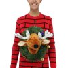 * | Reindeer Head Ugly Christmas Sweater For Adults