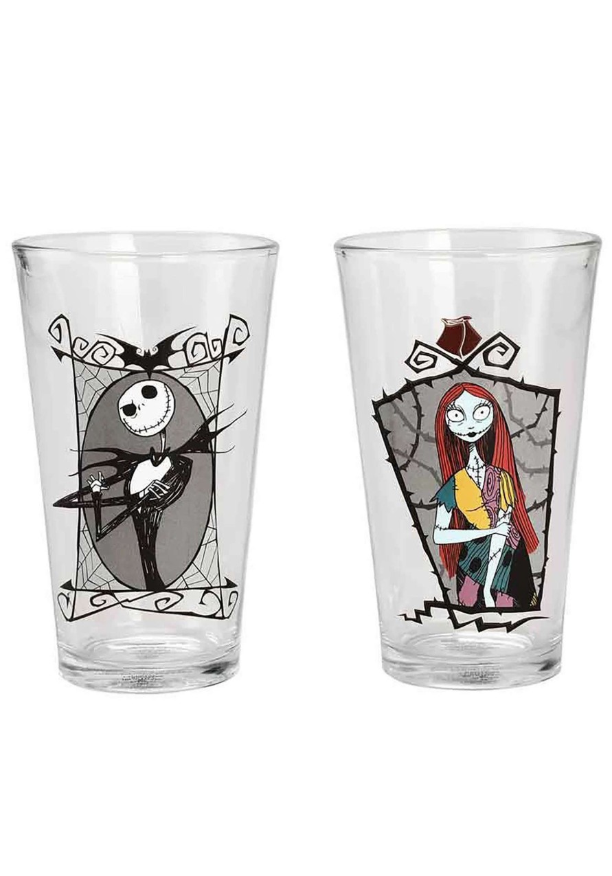 * | The Nightmare Before Christmas 2 Pc Jack & Sally 16 Oz Glass Set