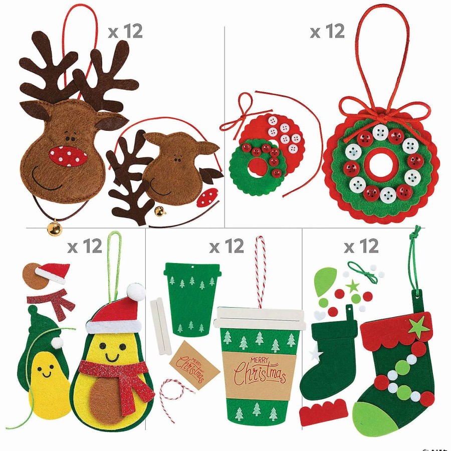 * | Felt Christmas Ornament Craft Kit Assortment Makes 60