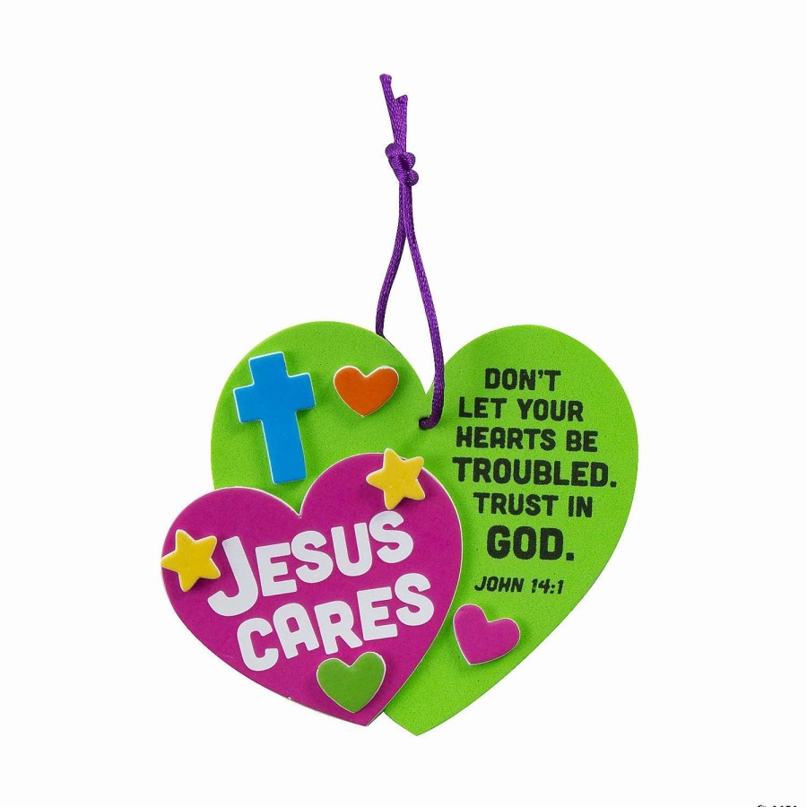 * | Jesus Cares Heart-Shaped Christmas Ornament Craft Kit Makes 12