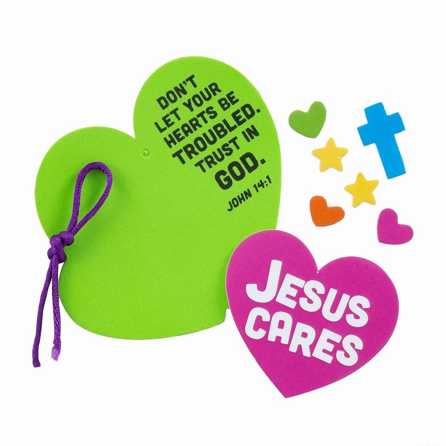 * | Jesus Cares Heart-Shaped Christmas Ornament Craft Kit Makes 12