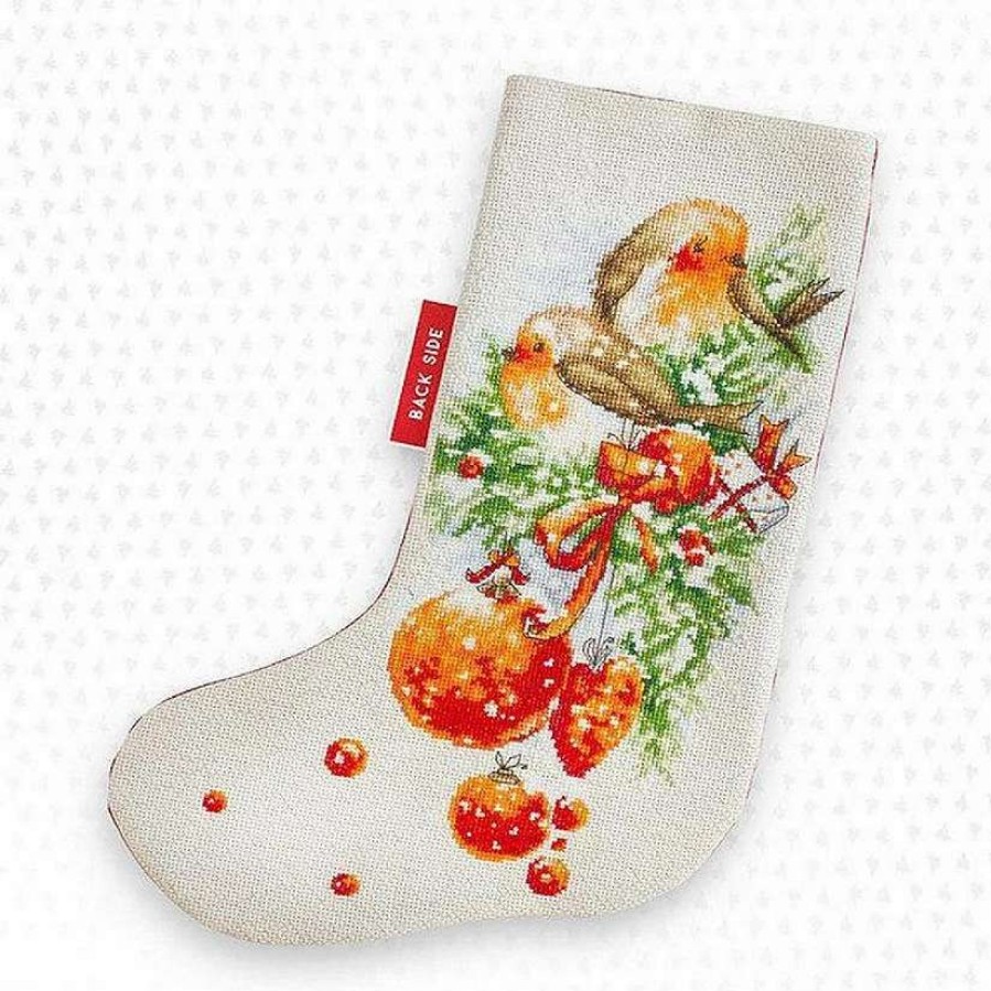 * | Luca-S Birds Pm1229L Christmas Stocking Counted Cross-Stitch Kit