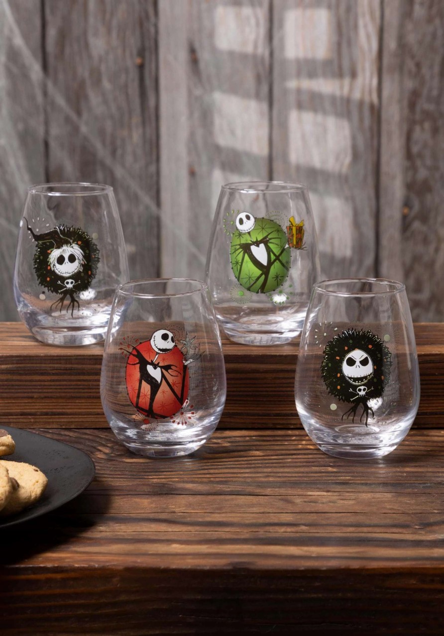 * | Nightmare Before Christmas Holiday Art 4 Piece Stemless Glass Set