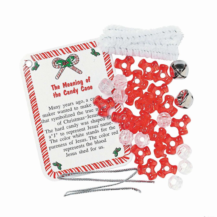 * | Beaded "The Meaning Of The Candy Cane" Christmas Ornament Craft Kit Makes 12