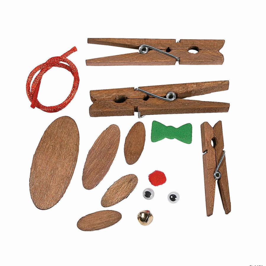 * | Reindeer Clothespin Christmas Ornament Craft Kit Makes 12