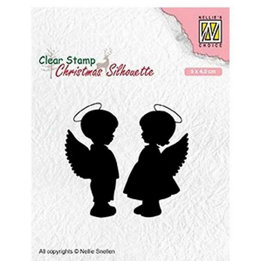 * | Nellie'S Choice Clear Stamp Christmas Silhouette Angel Girl And Boy