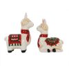 * | Ceramic Holly Llama Christmas Salt/Pepper Shakers