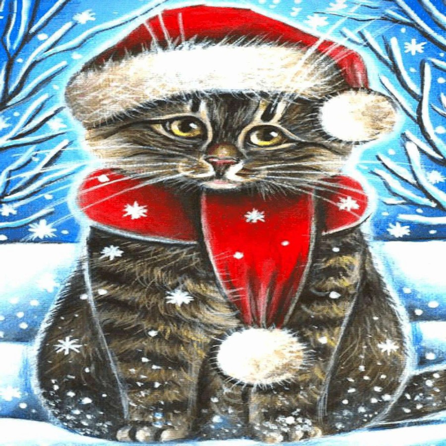 * | Crafting Spark (Wizardi) Christmas Cat Cs2436 7.9 X 11.8 Inches Crafting Spark Diamond Painting Kit