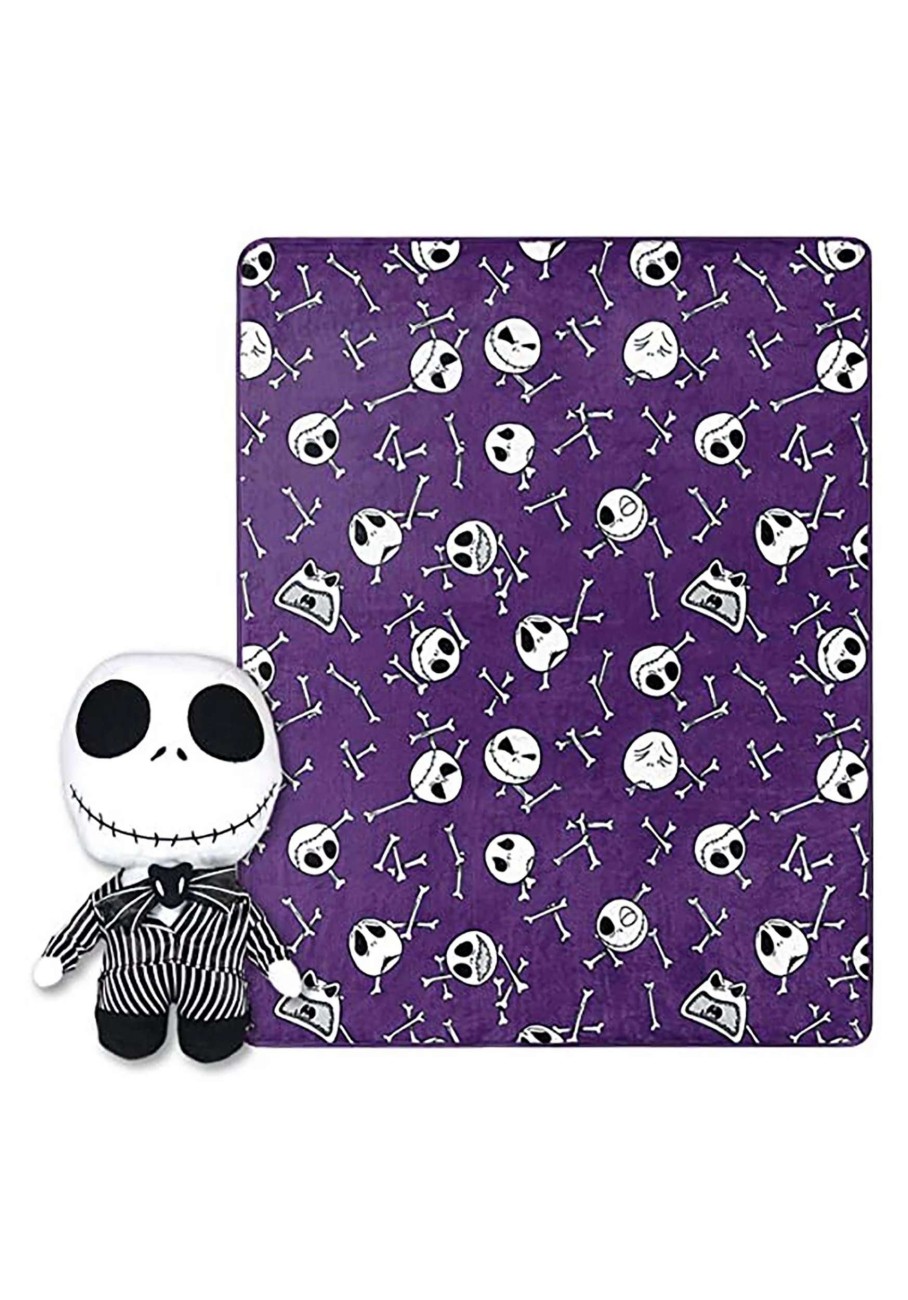 * | Nightmare Before Christmas Jack Skellington Skull And Crossbones Throw And Pillow