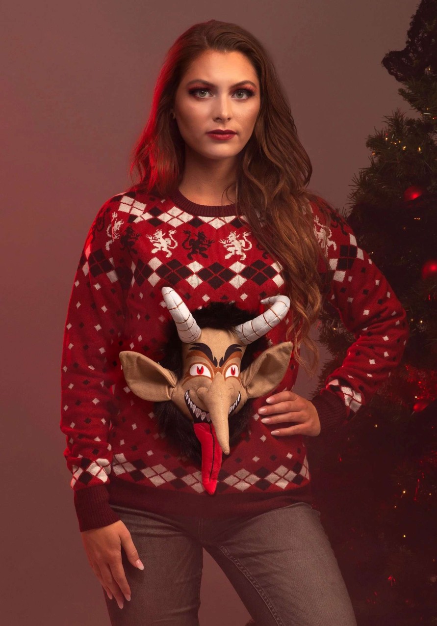 * | 3D Krampus Head Adult Ugly Christmas Sweater