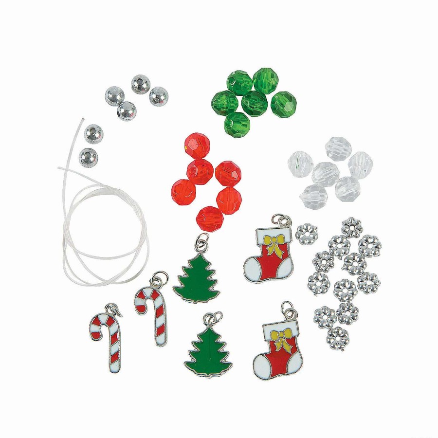 * | Christmas Beaded Charm Bracelet Craft Kit Makes 12