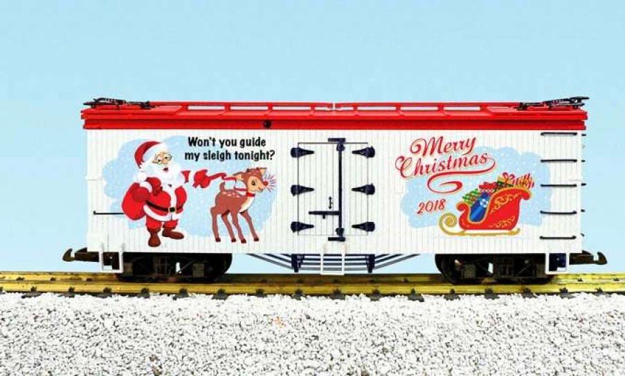 * | Usa Trains R13036 G 2018 Christmas Reefer Car Metal Wheels