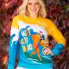 * | Mele Kalikimaka Surfing Santa Adult Ugly Christmas Sweatshirt