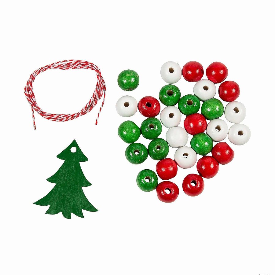 * | Diy Wood Beaded Christmas Garland With Tag Craft Kit Makes 3.