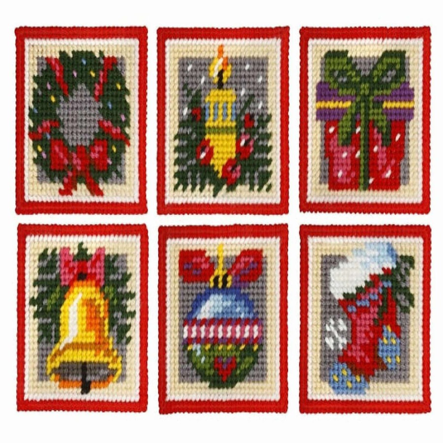 * | Crafting Spark (Wizardi) Coaster Needlepoint (Halfstitch) Kit Set Of 6 Designs "Christmas Time" 5106