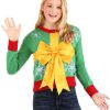 * | Christmas Gift Crop Top Juniors' Ugly Christmas Sweater