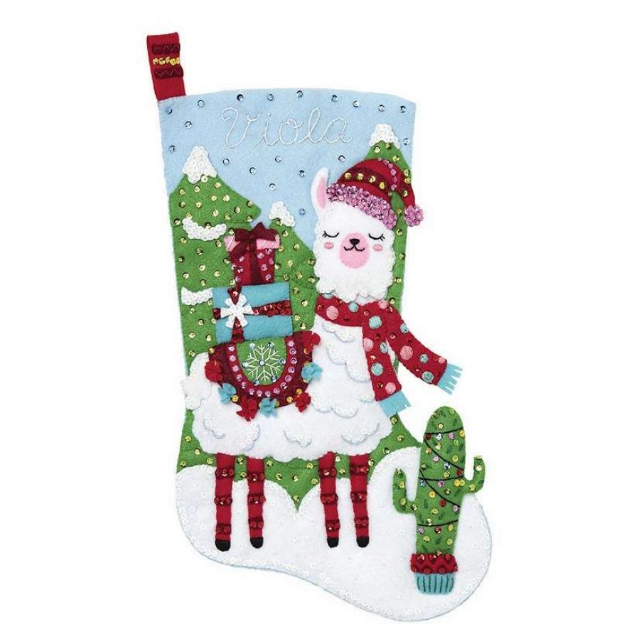 * | Bucilla Felt Stocking Applique Kit 18 Long Christmas Llama