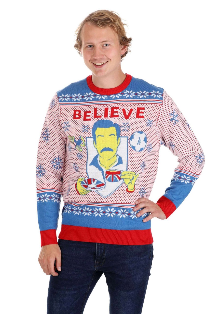 * | Ted Lasso Believe Ugly Christmas Sweater For Adults